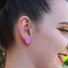 Circle Glitter Resin Stud Earrings - Purple