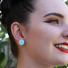 Circle Marble Resin Stud Earrings - Mint