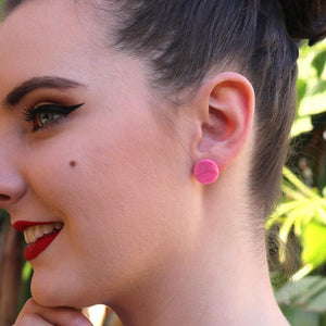 Erstwilder Essentials Circle Marble Resin Stud Earrings - Pink EE0004-MA2000