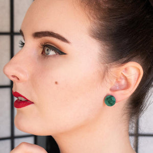 Erstwilder Essentials Circle Ripple Glitter Resin Stud Earrings - Emerald EE0004-RG4100