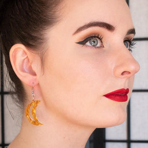 Erstwilder Essentials Crescent Moon Ripple Resin Drop Earrings - Gold EE1006-RI6500