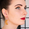 Crescent Moon Ripple Resin Drop Earrings - Gold