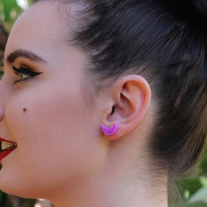 Erstwilder Essentials Crescent Moon Solid Glitter Resin Stud Earrings - Purple EE0006-G5000