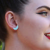 Crescent Moon Marble Resin Stud Earrings - Mint