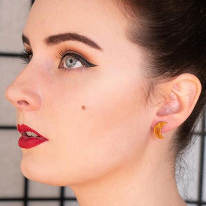 Erstwilder Essentials Crescent Moon Ripple Resin Stud Earrings - Gold EE0006-RI6500