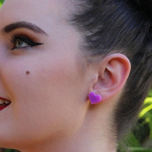 Erstwilder Essentials Heart Glitter Resin Stud Earrings - Purple EE0005-G5000