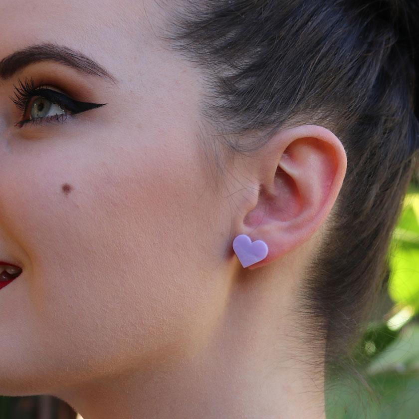 Erstwilder Essentials Heart Marble Resin Stud Earrings - Lavender EE0005-MA5100