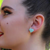 Heart Marble Resin Stud Earrings - Mint