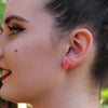 Heart Marble Resin Stud Earrings - Pink