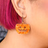 Pumpkin Ripple Resin Drop Earrings - Orange