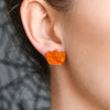 Pumpkin Ripple Resin Stud Earrings - Orange