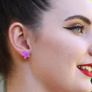 Erstwilder Essentials Star Solid Glitter Resin Stud Earrings - Purple EE0002-G5000