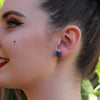Star Marble Resin Stud Earrings - Blue Grey
