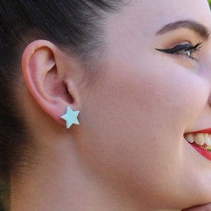 Erstwilder Essentials Star Marble Resin Stud Earrings - Mint EE0002-MA4300