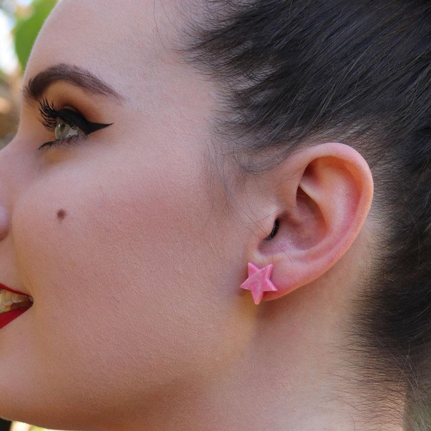 Erstwilder Essentials Star Marble Resin Stud Earrings - Pink EE0002-MA2000