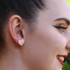 Heart Solid Glitter Stud Earrings - Pink
