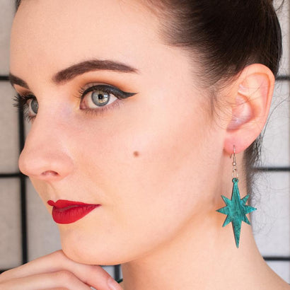 Erstwilder Essentials Starburst Ripple Glitter Resin Drop Earrings - Emerald EE1002-RG4100