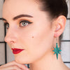 Starburst Ripple Glitter Resin Drop Earrings - Emerald