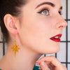 Starburst Ripple Resin Drop Earrings - Gold