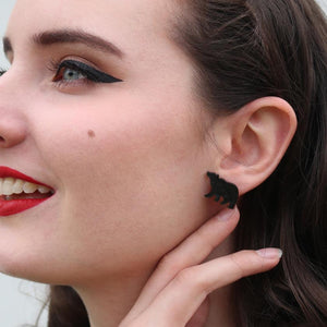 Erstwilder Essentials Bear Textured Resin Stud Earrings - Black EE0009-RI7000