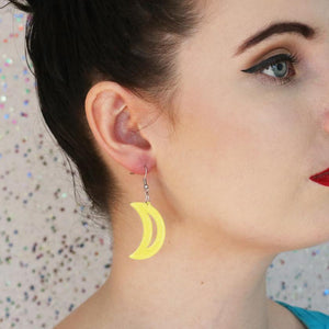 Erstwilder Essentials Crescent Moon Glitter Resin Drop Earrings - Yellow EE1006-SG6000