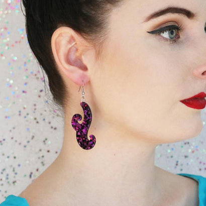 Erstwilder Essentials Nouveau Chunky Glitter Resin Drop Earrings - Purple EE1021-CG5000