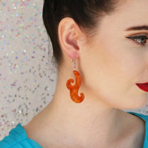 Erstwilder Essentials Nouveau Ripple Resin Drop Earrings - Orange EE1021-RI6100