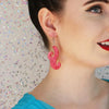 Nouveau Ripple Resin Drop Earrings - Pink