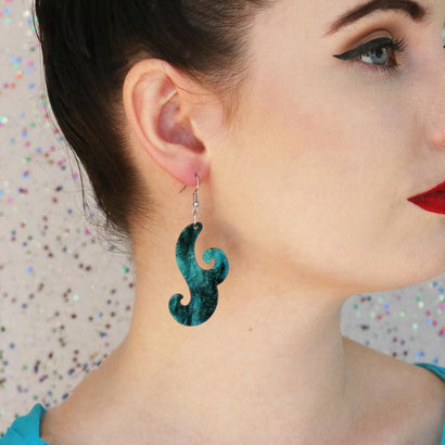 Erstwilder Essentials Nouveau Ripple Glitter Resin Drop Earrings - Emerald EE1021-RG4100