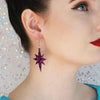 Starburst Chunky Glitter Resin Drop Earrings - Purple