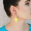 Starburst Glitter Resin Drop Earrings - Yellow