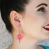 Starburst Ripple Resin Drop Earrings - Pink
