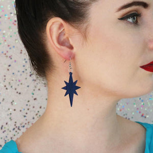 Erstwilder Essentials Starburst Ripple Glitter Resin Drop Earrings - Dark Blue EE1002-RG3100