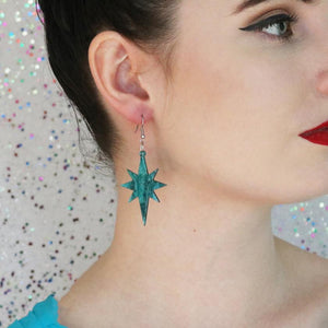 Erstwilder Essentials Starburst Ripple Glitter Resin Drop Earrings - Emerald EE1002-RG4100