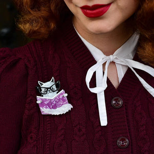 Erstwilder Puss in Books Brooch BH6097-8220