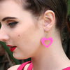 Heart Bubble Resin Drop Earrings - Pink