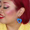 Heart Bubble Resin Drop Earrings - Blue