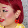 Heart Bubble Resin Drop Earrings - Red