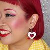 Heart Bubble Resin Drop Earrings - White
