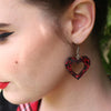 Heart Chunky Glitter Resin Drop Earrings - Red