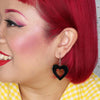Heart Solid Resin Drop Earrings - Black