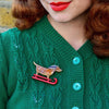 Erstwilder Little Red the Puppy Sled Brooch BH6944-9010