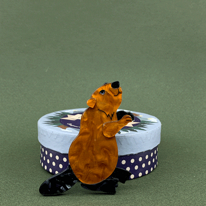 Erstwilder Mr. Beaver's Bark Brooch BH7108-9070