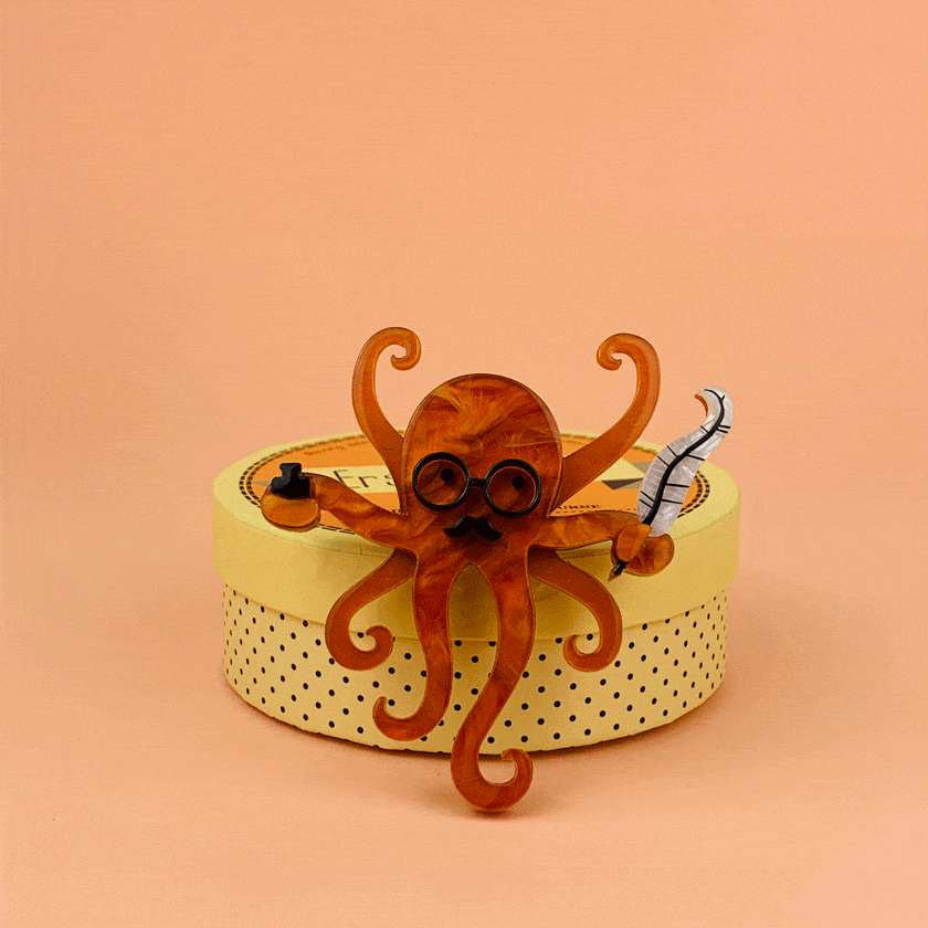 Octavious the Octo Scribe Brooch Erstwilder