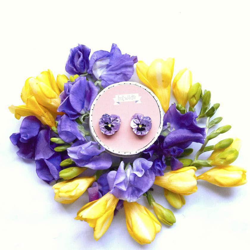 Erstwilder On Sleeping Eyelids Pansy Earrings E6815-5000