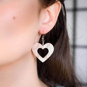 Erstwilder Essentials Heart Ripple Glitter Resin Drop Earrings - Pink EE1005-RG2000