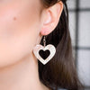 Heart Ripple Glitter Resin Drop Earrings - Pink