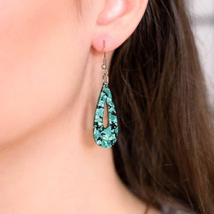 Erstwilder Essentials Rain Drop Chunky Glitter Resin Drop Earrings - Teal EE1016-CG4400