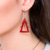 Tree Glitter Resin Drop Earrings - Red