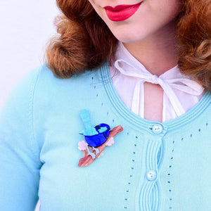 Erstwilder Phoebe the Fairy Wren Brooch BH5765-3190